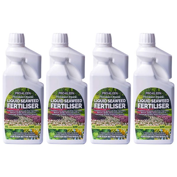 ProKleen Pro-Kleen Organic Liquid Seaweed Fertiliser 4L Ascophyllum Seaweed Extract for Grass Vegetables Fruit Flowers Shrubs Lawns