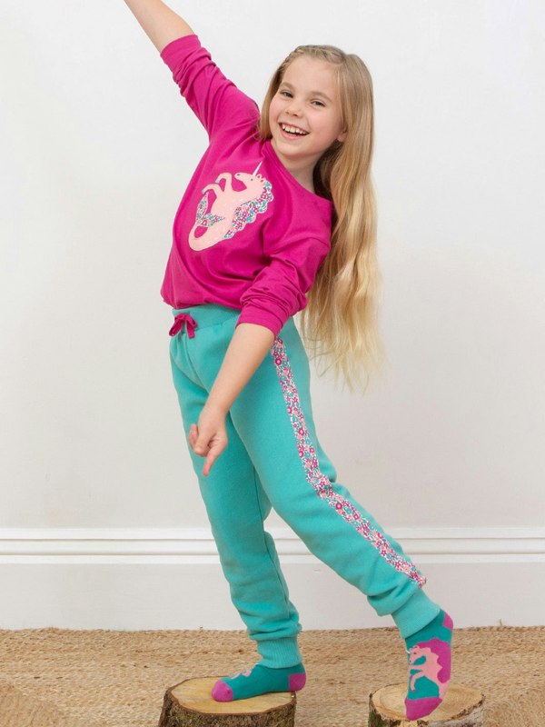Kite Girls Organic Side Stripe Joggers Ditsy Tales