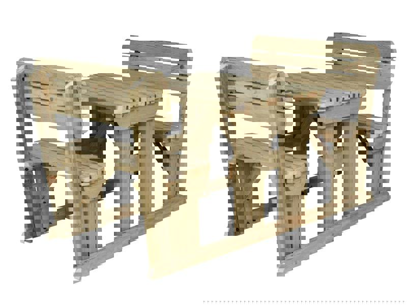 Alders Rounded Picnic Table and Benches Set with Backrest – Wooden Outdoor Dining Set for Gardens and Patios