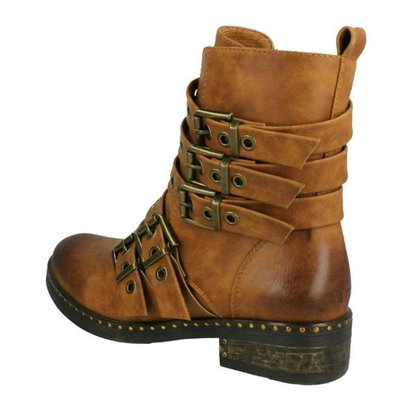 Spot On Ladies Spot On Biker Boots With Buckle Detail F4410