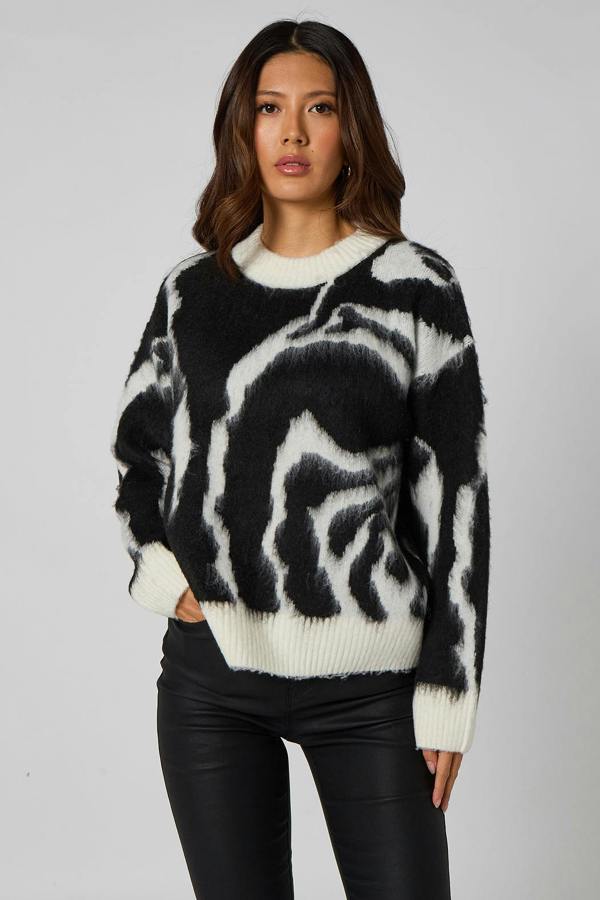 Urban Bliss Zebra Print Oversized Jumper