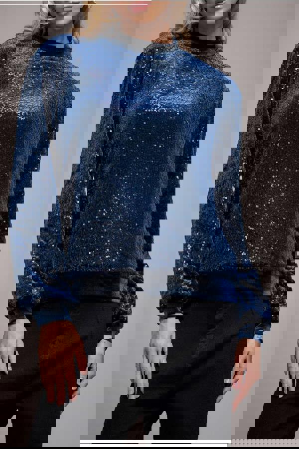 Sequin Velvet Jumper - Navy T199