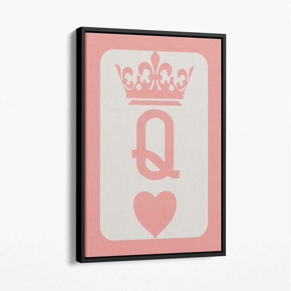 Queen of Hearts Canvas Art Print with Black Float Frame
