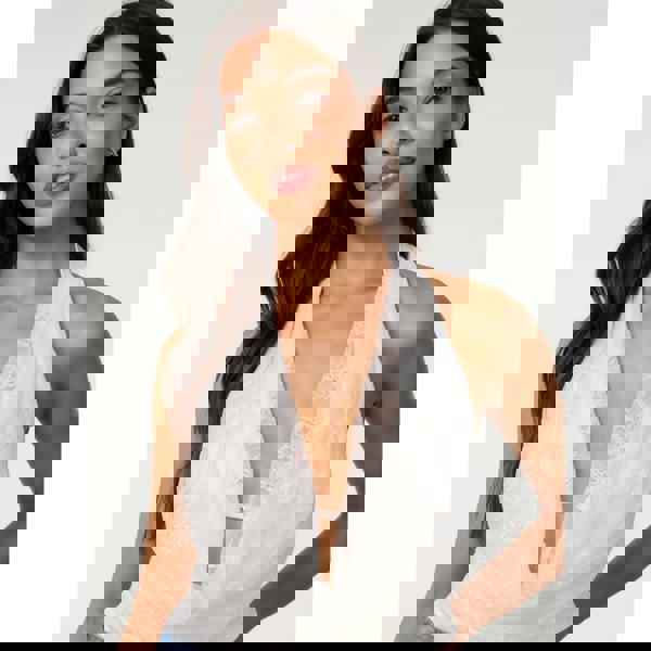 Pink Vanilla Lace Cowl Bustier Bra Cup Bodysuit