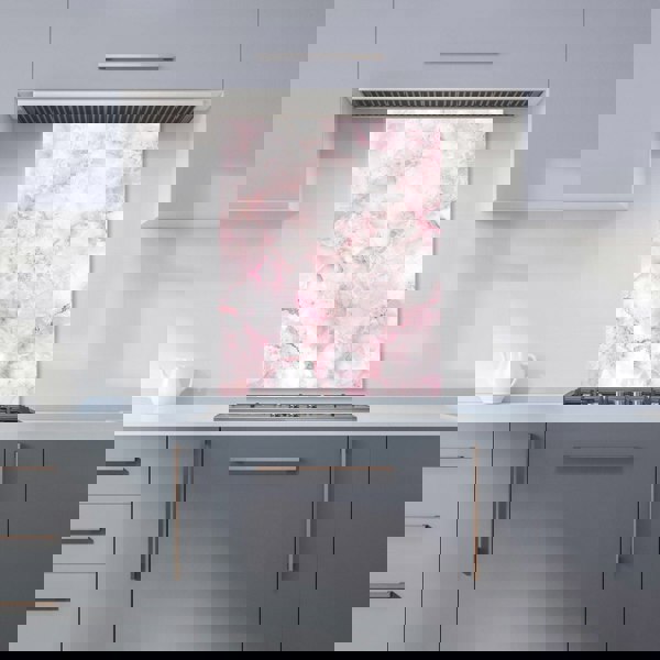 Warren Reed - Designer Pink And White Quartz Effect Kitchen Splashback