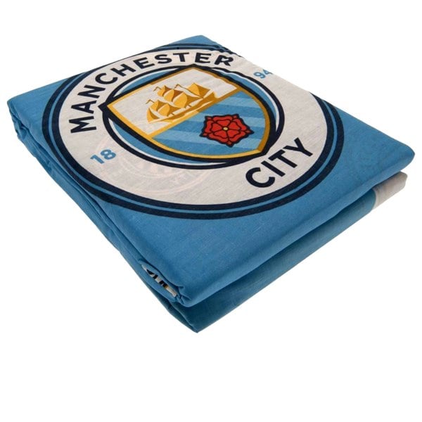 Manchester City FC Pulse Reversible Duvet Cover Set - Blue/White