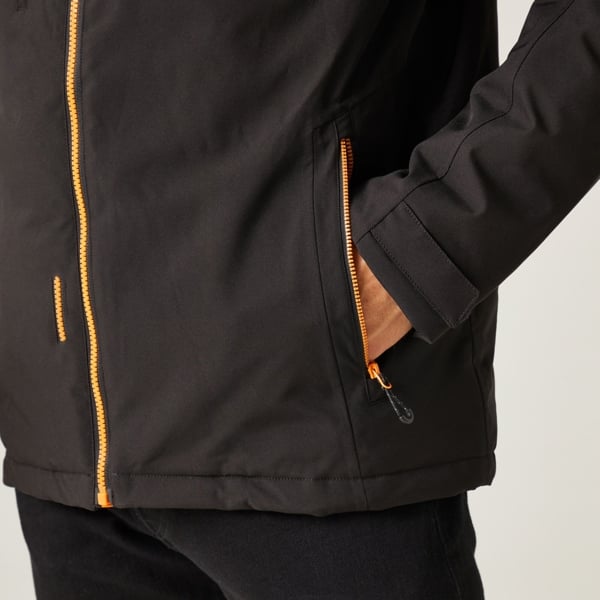 Regatta Men's Navigate Insulated Waterproof Jacket - Black/Orange Pop