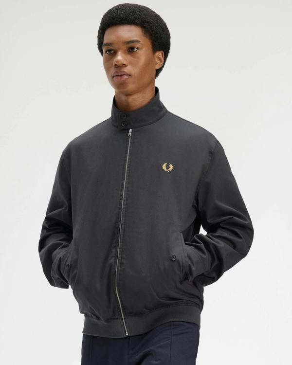 Fred Perry Mens Twill Harrington Jacket - Anchor Grey 297 | CHO | Designer Mens Jackets