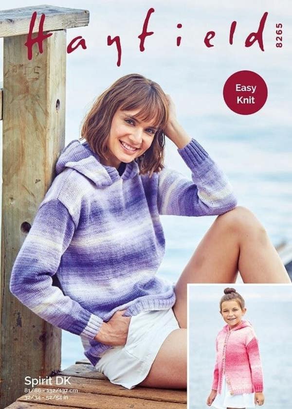 Hayfield Spirit DK DK Knitting Pattern 8265, Jackets, Sweaters, Hoodies for Women, 32 - 54 Inches - Easy