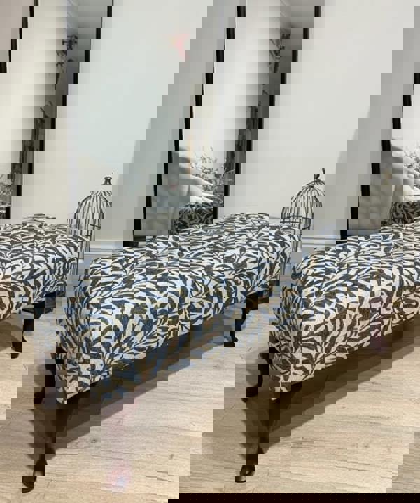 ISTOOLS Premium Will Blue Velvet Footstool Ottoman – Non-Storage Multifunctional Footrest & Coffee Table Pouffe