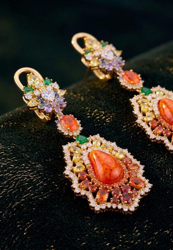 Latelita Frida Fire Opal Rainbow Drop Earrings Gold