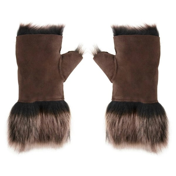 Infinity Leather Women’s Suede Leather Shearling Lined Fingerless Gloves