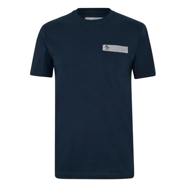 Original Penguin Mens Logo Chest Pocket T-Shirt - Yale Blue - 