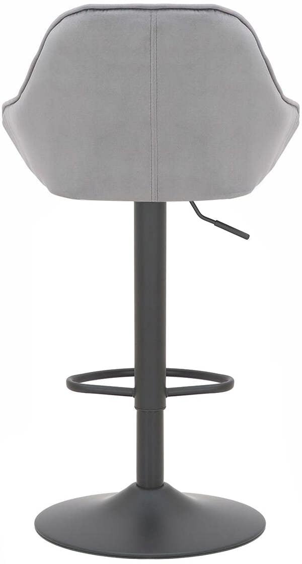 Lamboro Velluto Kitchen & Breakfast Bar Stool, Velvet Padded Seat & Backrest, Matt Black Footrest, Height Adjustable Swivel Gas Lift, Grey