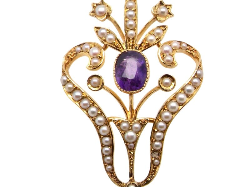 Vintage Tom A Victorian Amethyst and Pearl pendant