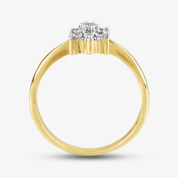 T. H. Baker 9ct Yellow Gold Clear Crystal Flower Cluster Ring DIV057