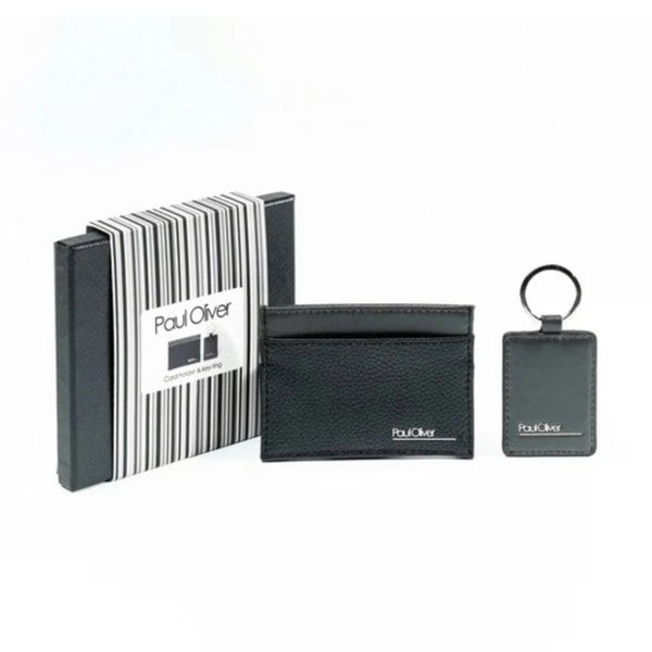 Paul Oliver Men’s Gift Set – Card Wallet & Keyring with Graphite Stripe