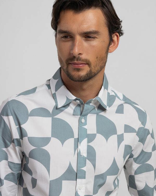 Steel & Jelly Men’s Wilmslow Abstract Circle Print Long Sleeve Shirt