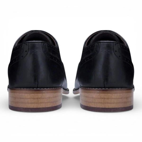 London Brogues Men's Classic Oxford Black Leather Gatsby Brogue Shoes