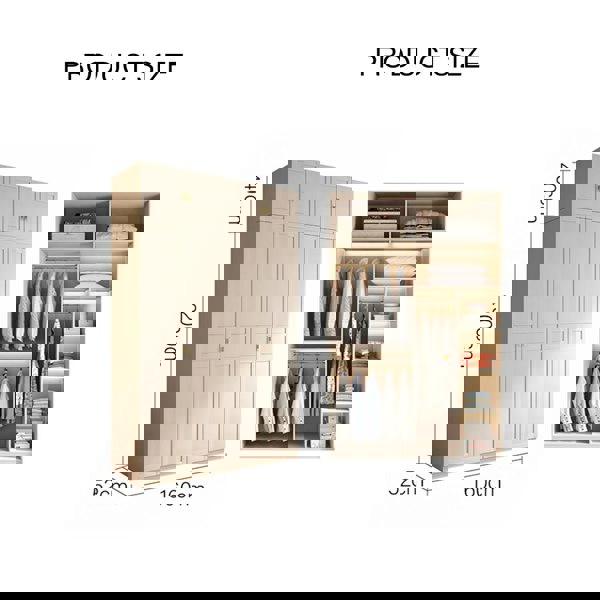 Leclerc Tall Wooden Wardrobe, White-Rit Concept-Rit Concept