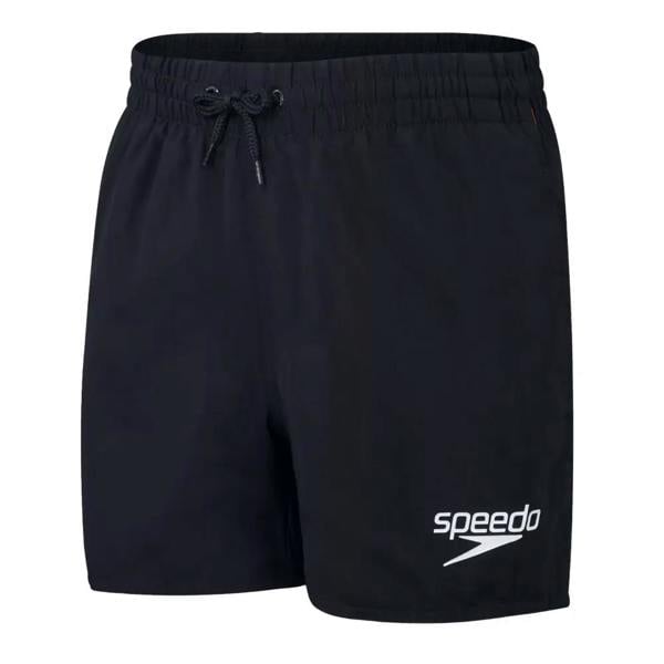 Black Speedo Boys Essential 13-inch swim trunks with white logo
