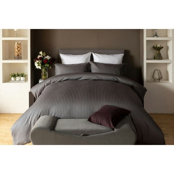 Belledorm Hotel Suite Stripe Duvet Cover Set - Charcoal