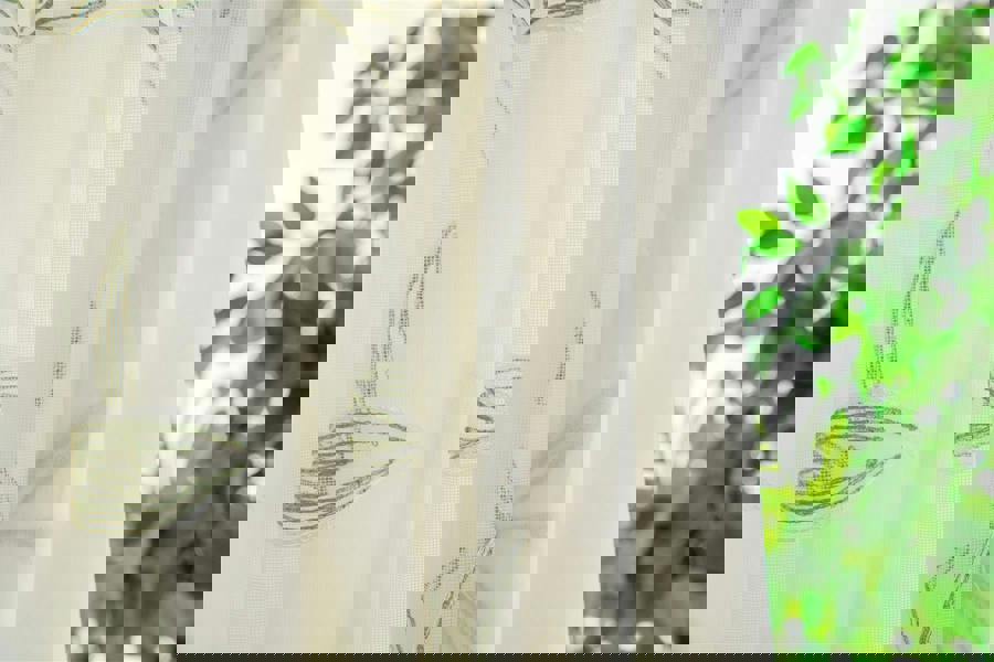 Luxury Living Leaf Embroidered Tulle Voile Curtains Pencil Pleat