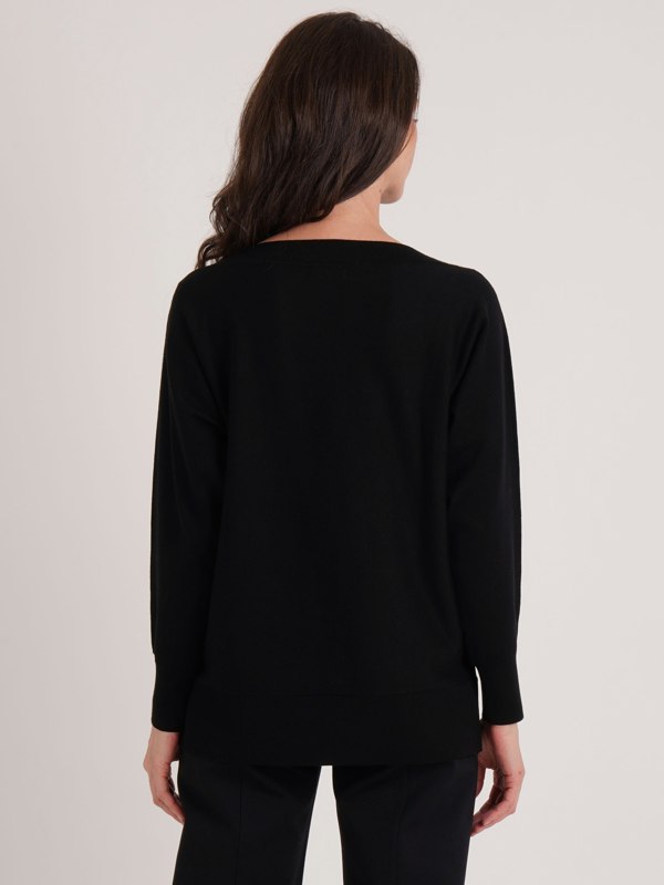 VIZ-A-VIZ Stud Shoulder Boat Neck Jumper