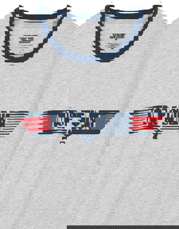 Top Gun Mens Black Logo Print Top & All Over Print Bottoms Short Sleeve Long Leg Pyjama Set