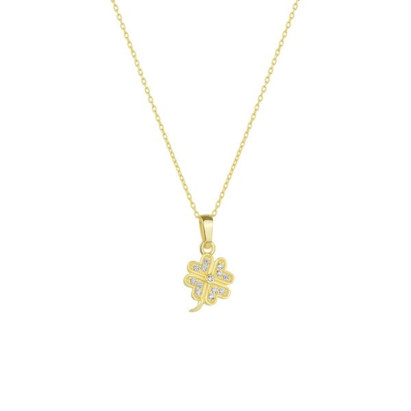 A sterling silver necklace with a four leaf clover pendant.