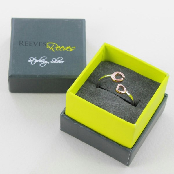 Sterling Silver and Rose Gold Plated Stirrup and Horseshoe Ring