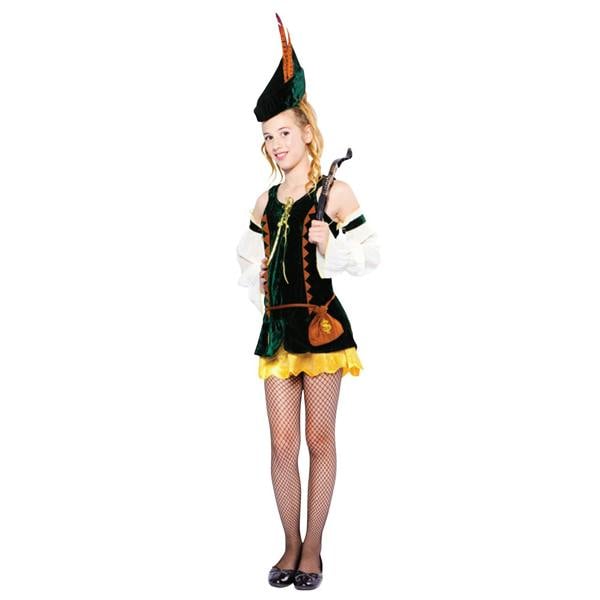 Bristol Novelty Teen Girls Forest Hunter Costume - Green/White/Gold/Brown - 