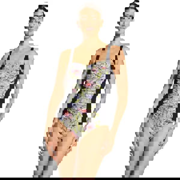 Zoggs Freesia Ruched black/multi floral one-piece swimsuit