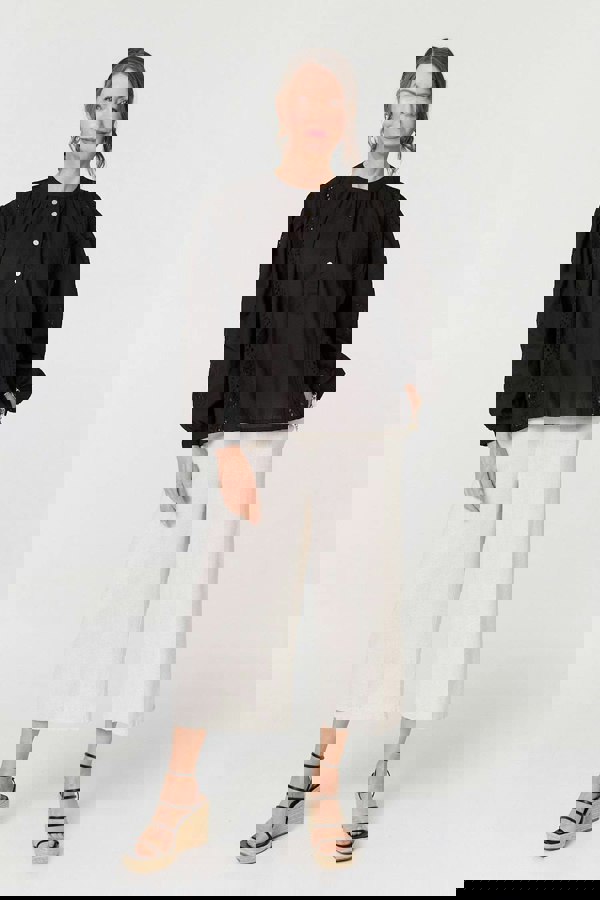 Black | Broderie Anglaise Puff Sleeve Blouse
