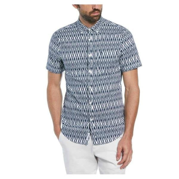 Original Penguin Mens Ikat Regular Short-Sleeved Shirt - Sargasso Sea - 