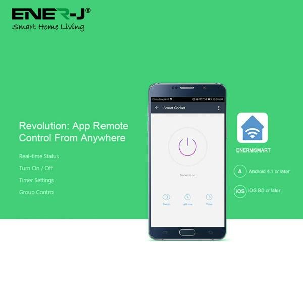 ENER-J Black Smart Switch – 1 Gang Wireless WiFi Switch, No Neutral Wire, Alexa & Google Compatible, UK Glass Panel