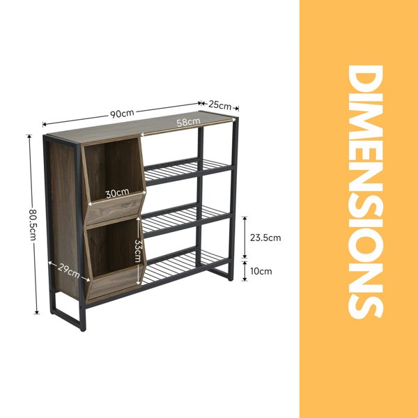 Rafaelo Mobilia 3 Tier Shoe Rack With Open Shelves