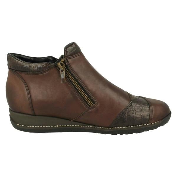 Rieker Ladies Rieker Floral Detailed Wedge Heeled Ankle Boots 44281