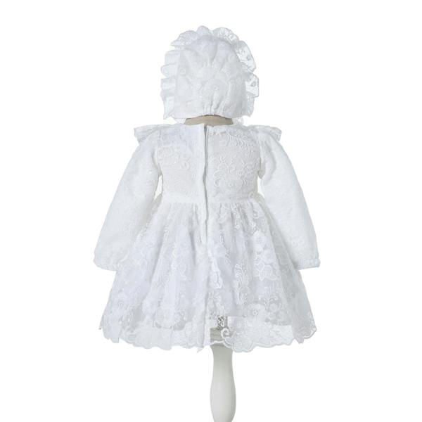 Cinda Sequin and Lace Christening Party Dress with Bonnet