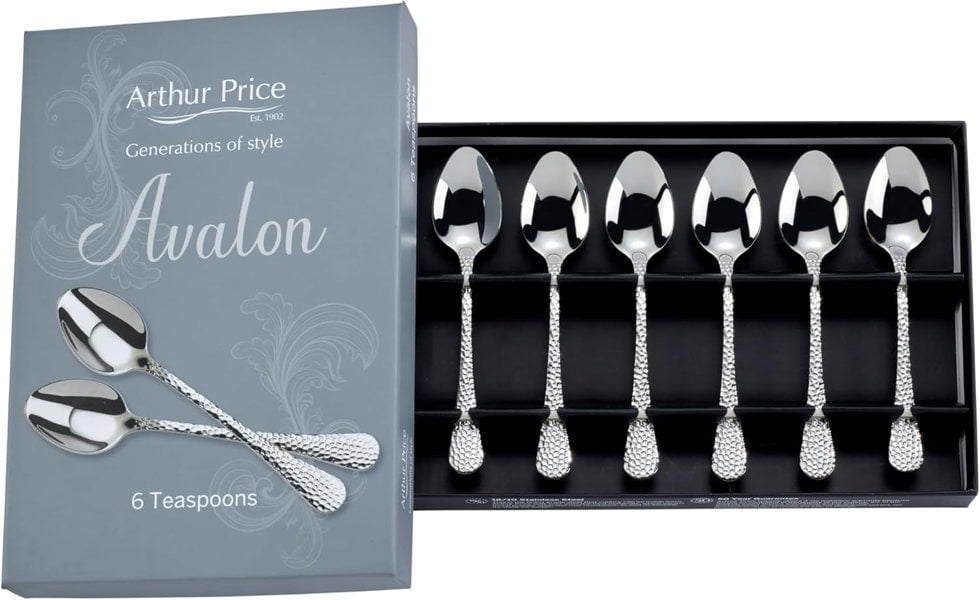Arthur Price 'Avalon' Stainless Steel Gift Boxed Cutlery Set Of 6 Tea Spoons