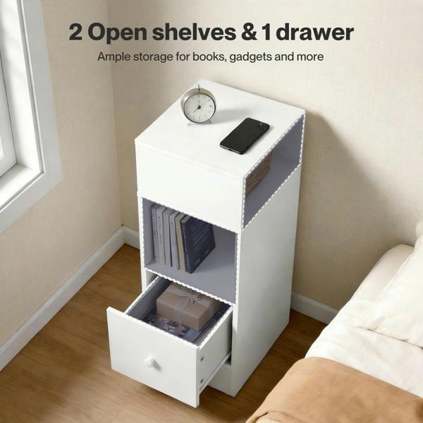 Levede  Bedside Tables Modern Nightstand White Storage Drawer Shelf for Bedroom