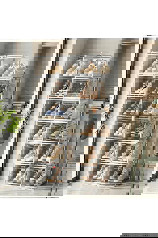 Living and Home 12Pcs Plastic Stackable Shoe Storage Box Organiser