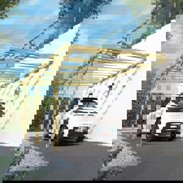 Cerland Henri Wall-Mounted Wooden Carport 3m x 5.25m Pressure Treated Pergola