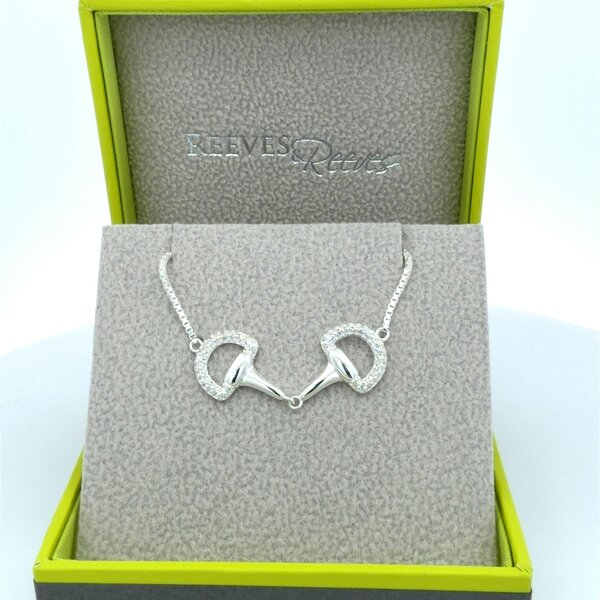 Reeves & Reeves Sterling Silver Sparkling Snaffle Slider Bracelet