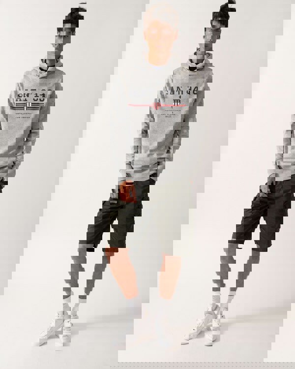 GANT Mens Graphic Pullover Hoodie - 93 Grey Melange - CHO - Designer Mens Hoodies