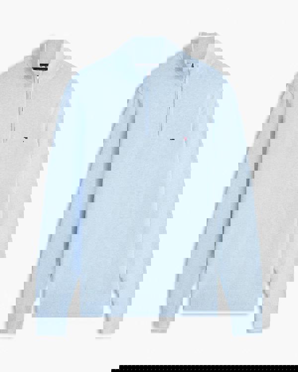 Tommy Hilfiger Essential Cotton 1/4 Zip Mock Mens Sweatshirt - Vessel Blue Heather