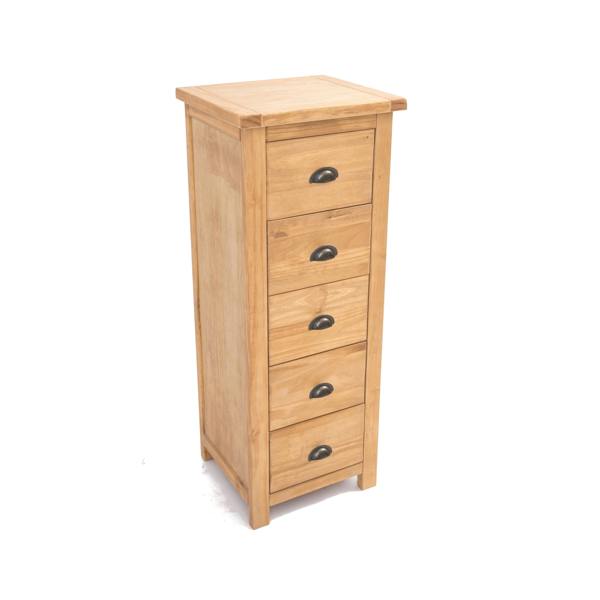 Cabinet Bits Lugo 5 Drawer Narrow Chest of Drawers Brass Cup Handle