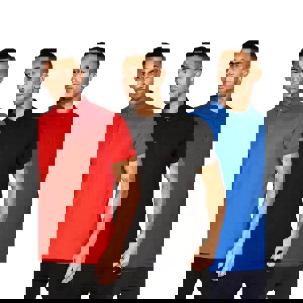 Crosshatch Mens Traymax Polo Shirt (Pack of 3) - Black/Blue/Red - 