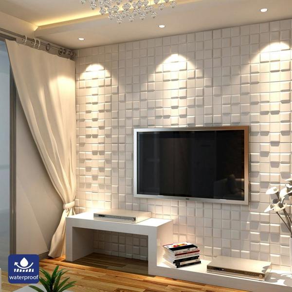 ENER-J Cube Artistic Realm 3D PU Leather Wall Panels - 60x60cms, 10mm Thickness Size 600 x 600 mm (Pack of 4)