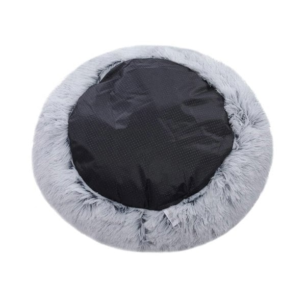 50cm Plush Winter Cat Bed in Gray - Cozy Semi-Enclosed Design Living and Home